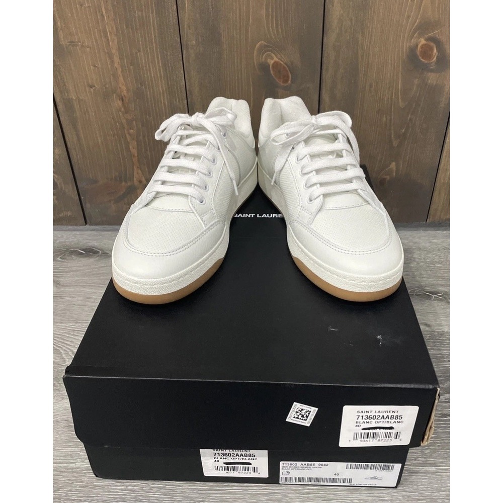Saint Laurent SL61 Low Top Leather Sneaker White Women's Size 40 NEW - Picture 11 of 16
